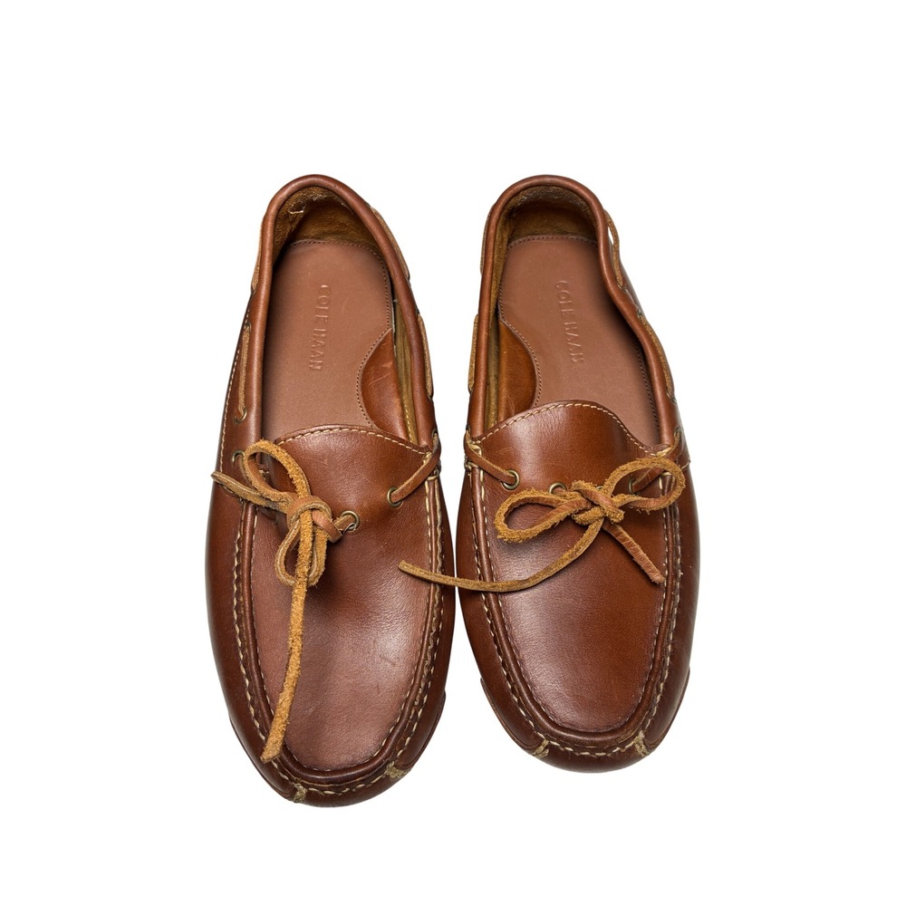 Cole Haan Mens Leather Driving Loafers Cognac Brown Pebble Sole Size 7 D